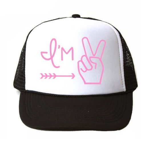 I'M TWO TRUCKER HAT PINK